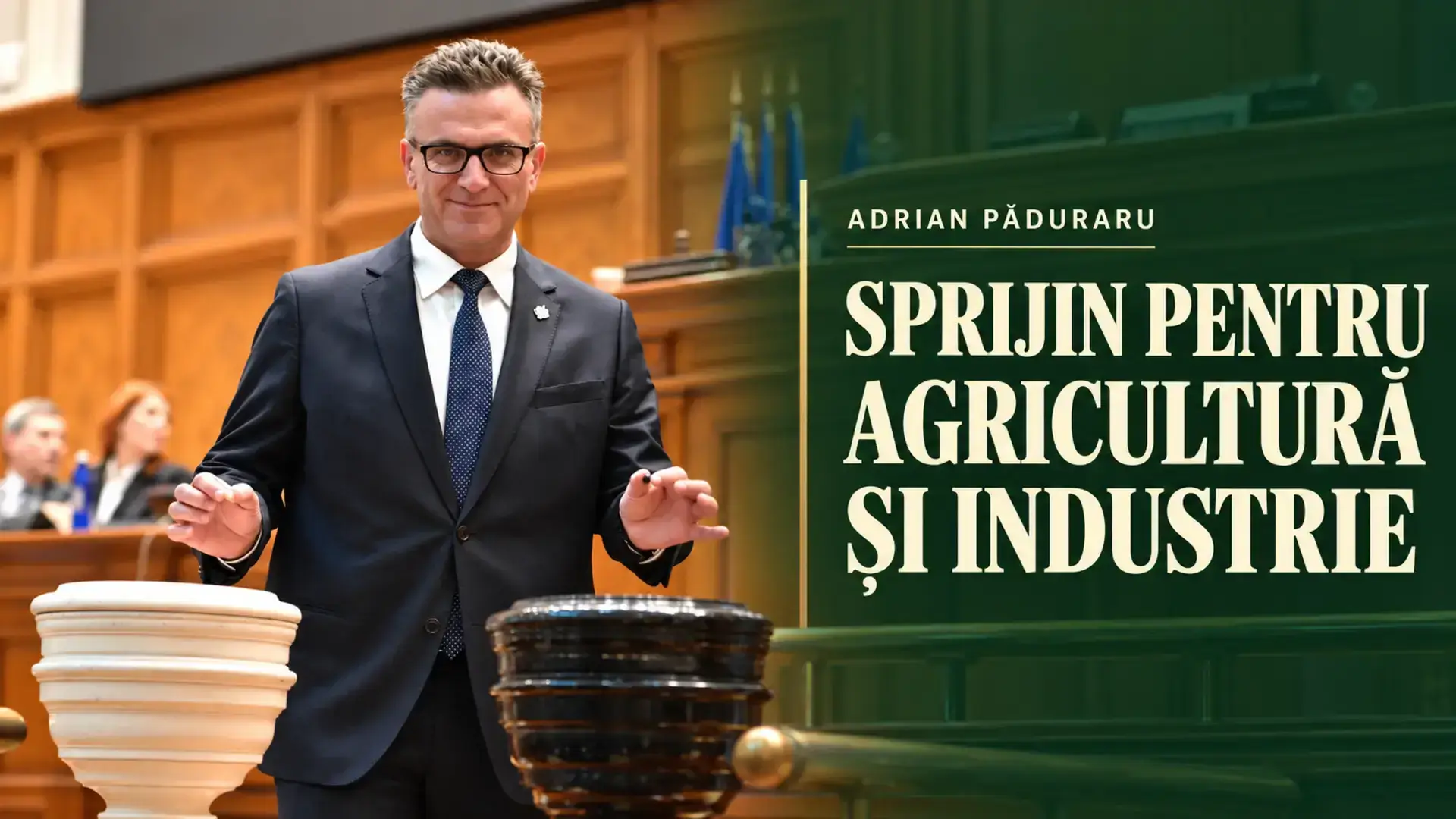 Adrian Păduraru la vot în Parlament, pe coperta despre sprijin pentru agricultură și industrie