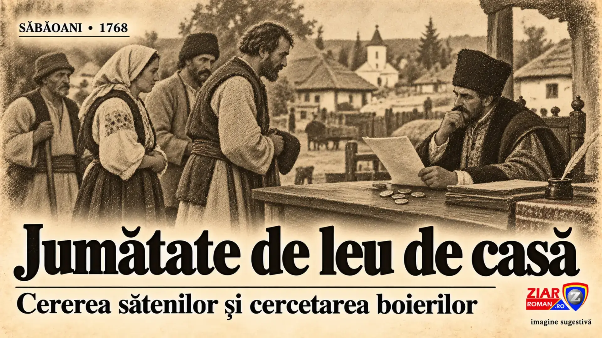 Imagine sugestivă: Jumătate de leu de casă. Cererea sătenilor și cercetarea boierilor.