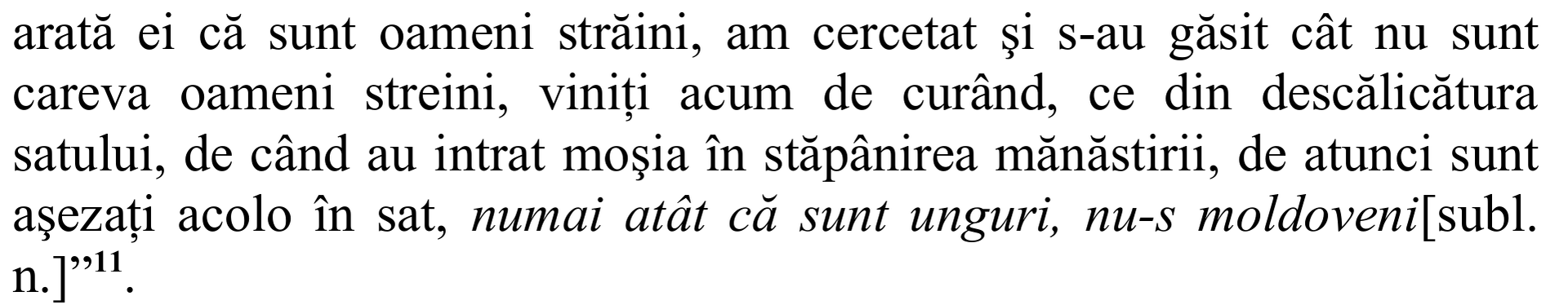 Fragment din transcrierea răspunsului comisiei privind plângerea sătenilor din Săbăoani, din 1768.