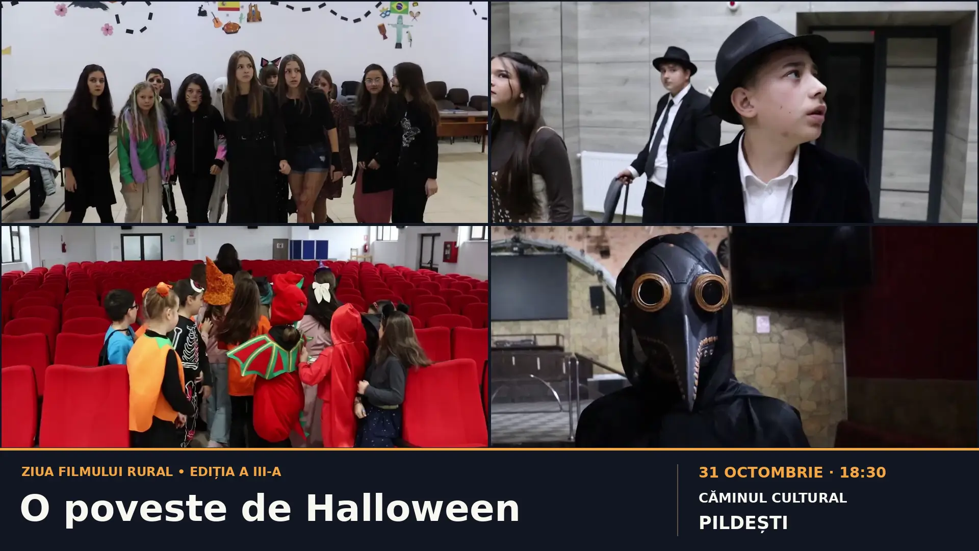 Cadre din filmul O poveste de Halloween, cu premiera la Căminul Cultural din Pildești