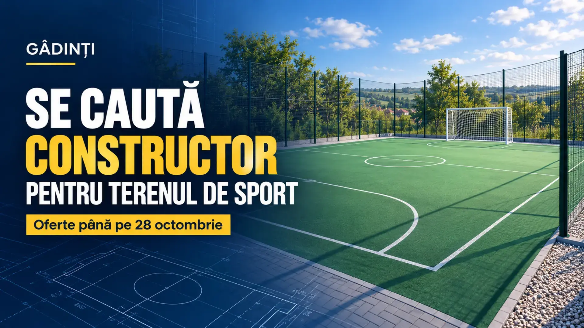 Copertă ilustrativă despre selecția constructorului pentru terenul de sport din Gâdinți