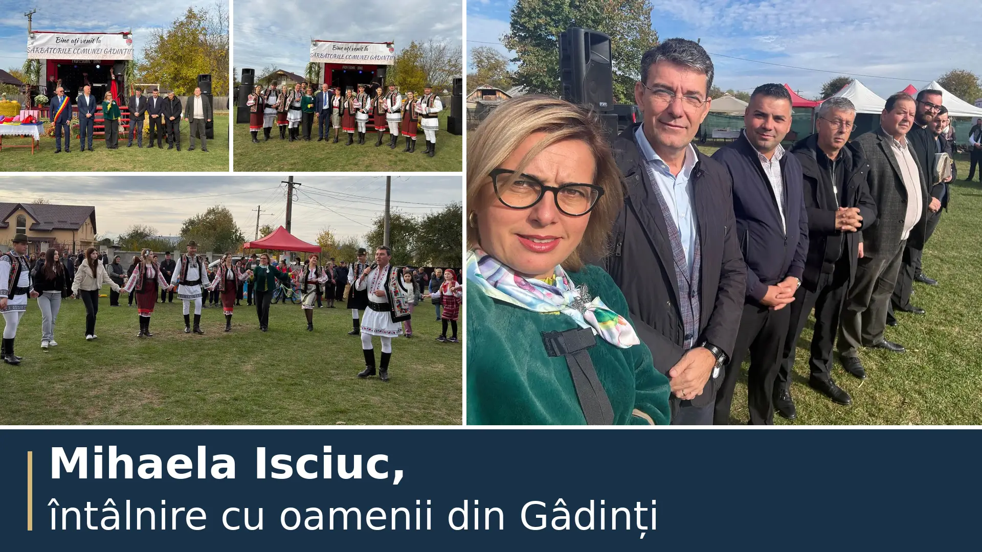 Colaj cu Mihaela Isciuc, invitații și reprezentanții Centrului „Carmen Saeculare” la sărbătoarea comunei Gâdinți