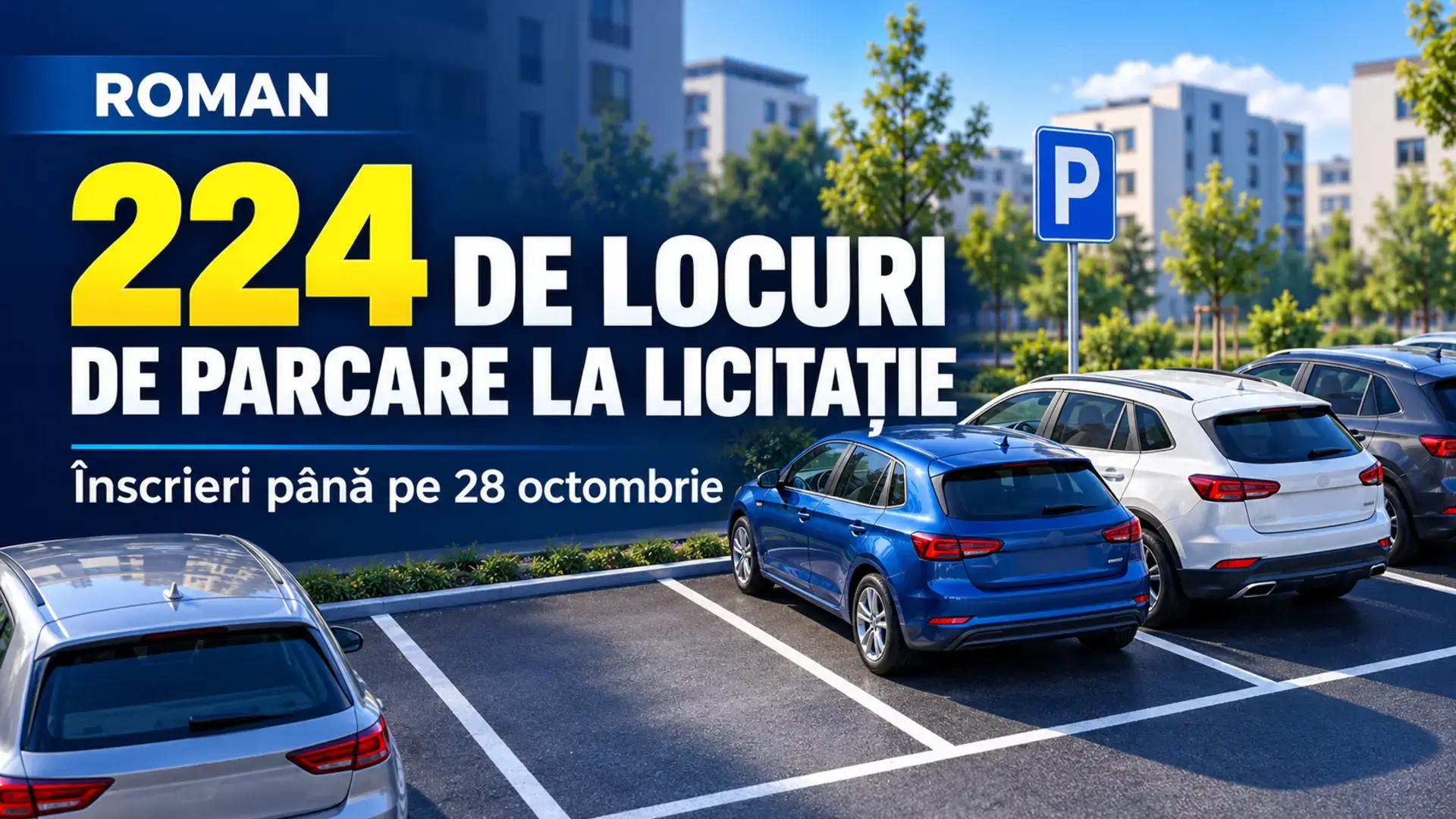 Copertă ilustrativă pentru licitația celor 224 de locuri de parcare din Roman